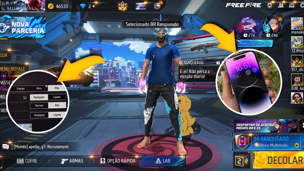 IPHONE 14 PRO MAX NA NOVA ATUALIZAÇÃO DO FREE FIRE !! 