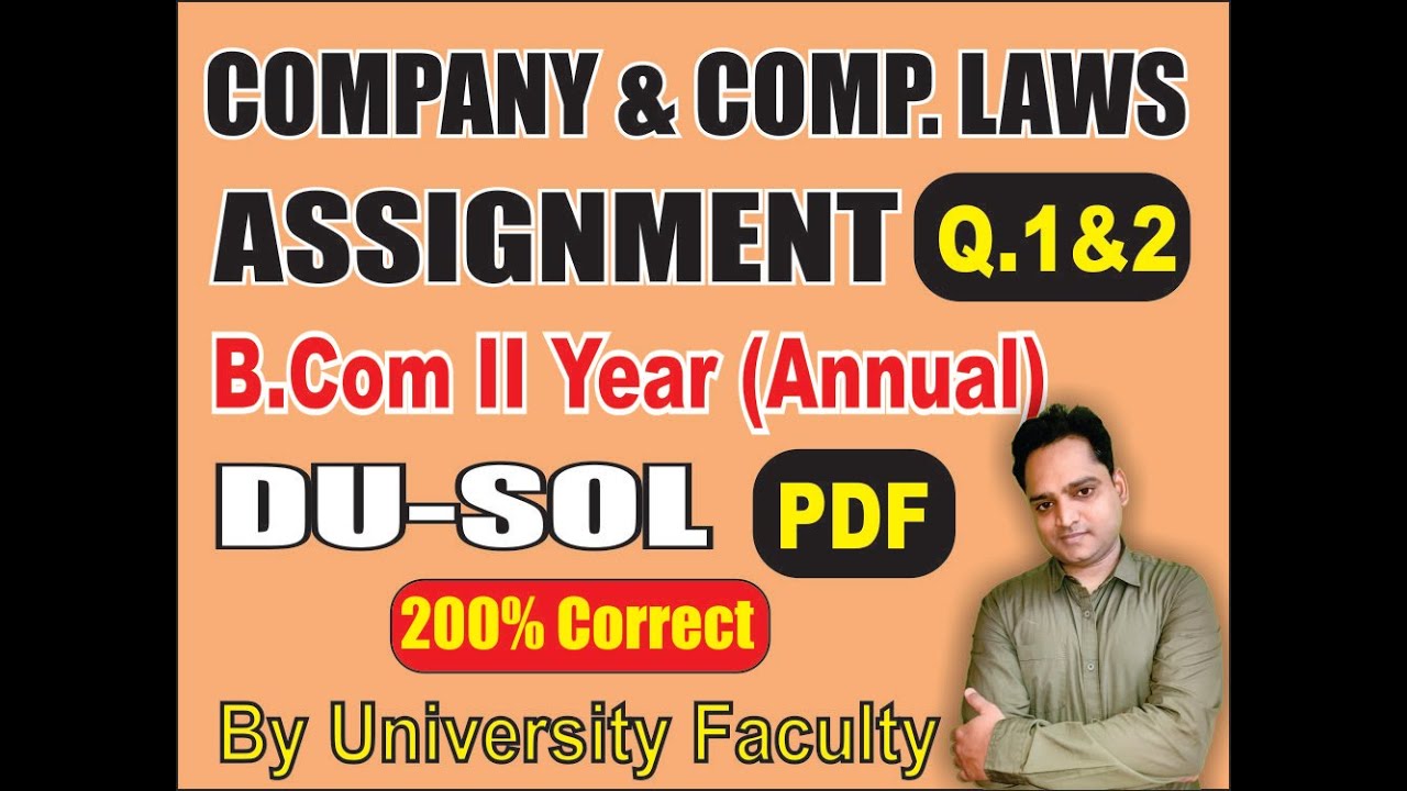 COMPANY AND COMPENSATION LAWS SOL ASSIGNMENT SOLUTION PDF B.Com 2nd Year Annual Q.1&2 | EduTrix |