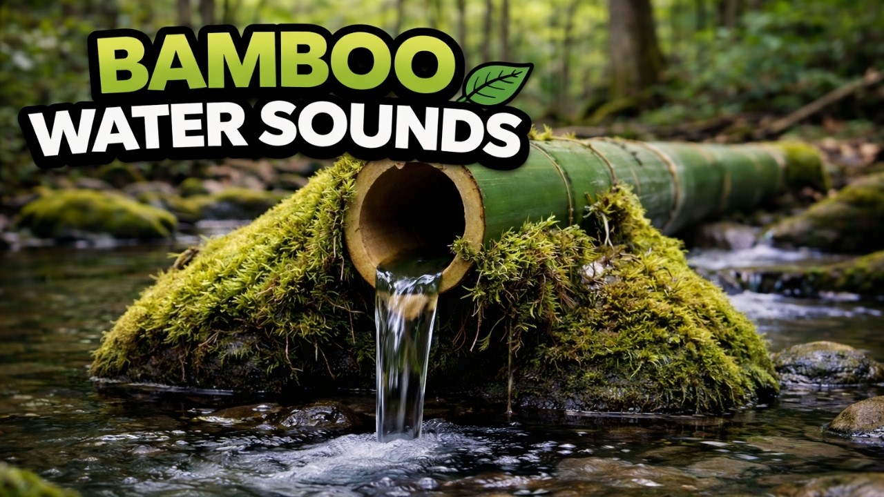 Bamboo Water Sounds for Deep Sleep Relaxing Stream & Mossy Stones