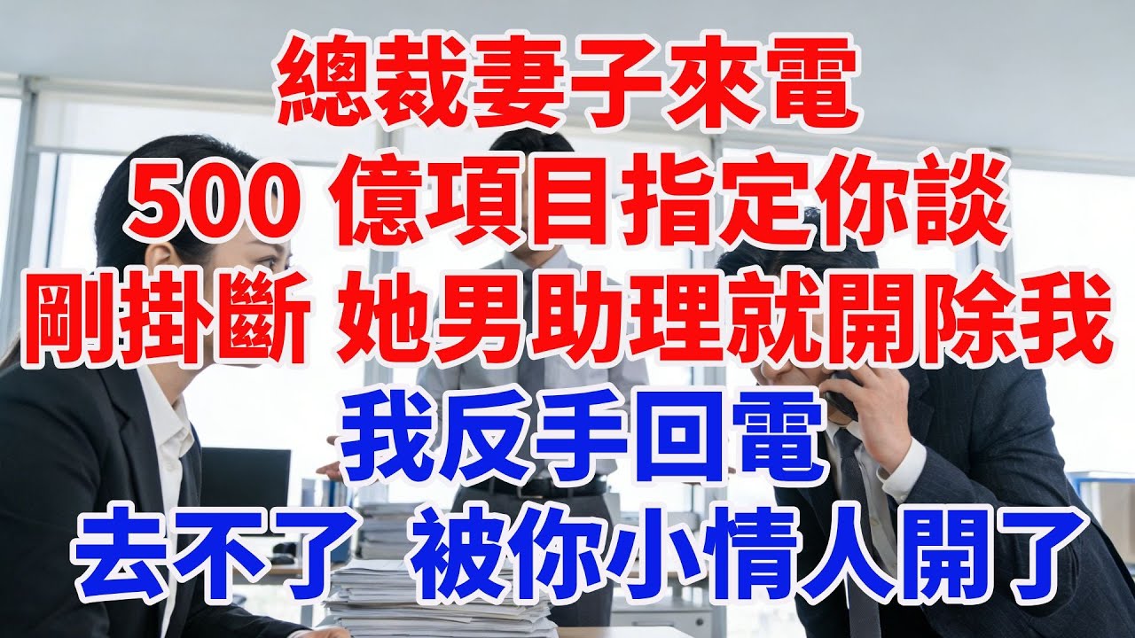 總裁妻子來電：“500 億項目指定你談！”剛掛斷，她男助理就宣佈開除我，我反手回電：“去不了，被你小情人開了！”#故事頻道#故事分享#情感#台灣#情感故事#幸福人生