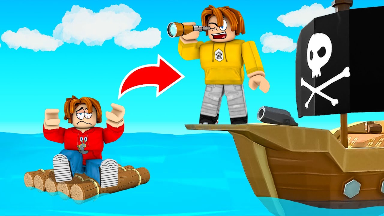 Upgrading NOOB RAFT to GOD SHIP in Roblox!