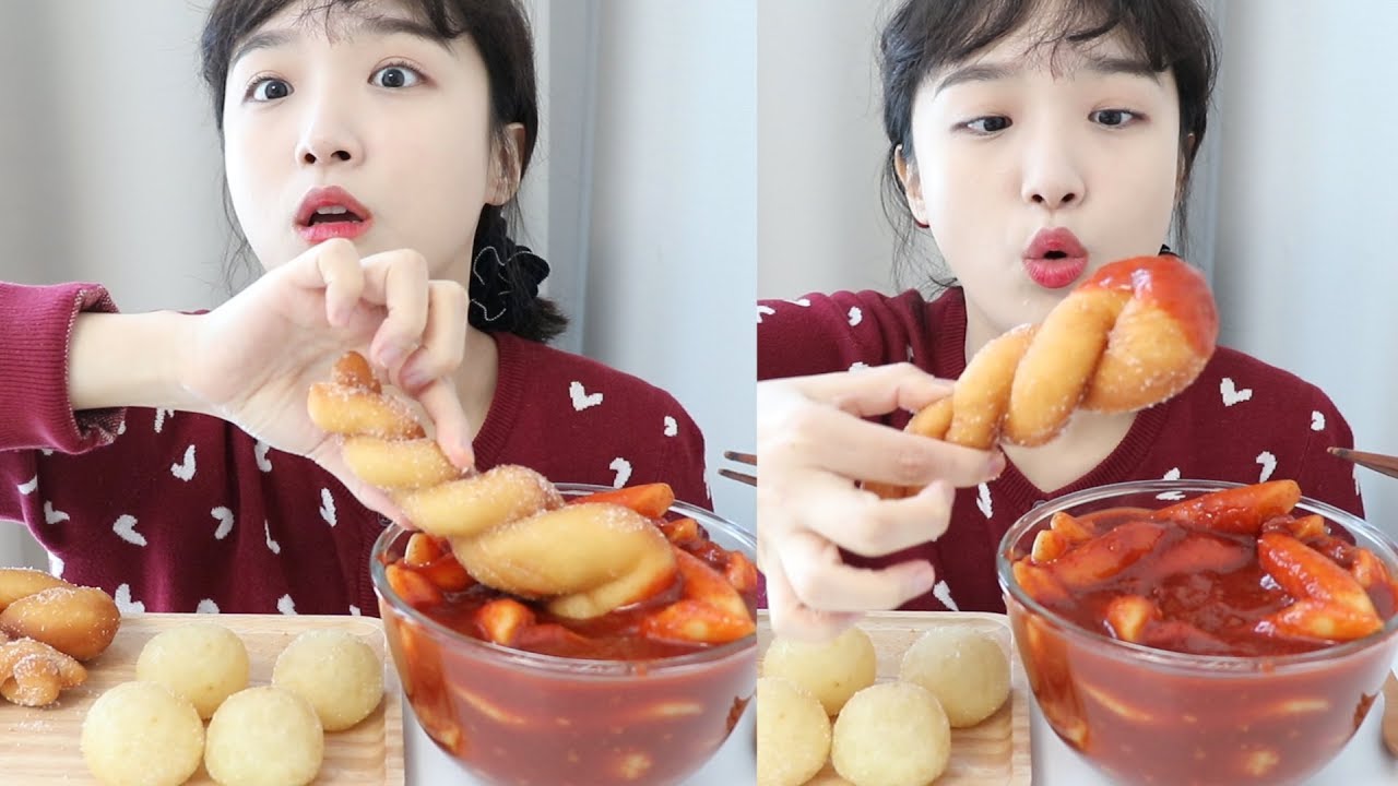 꽈배기와 시장 떡볶이 먹방 _ 떡 빵 좋아하는 사람 손들어어어어어~~~ :D