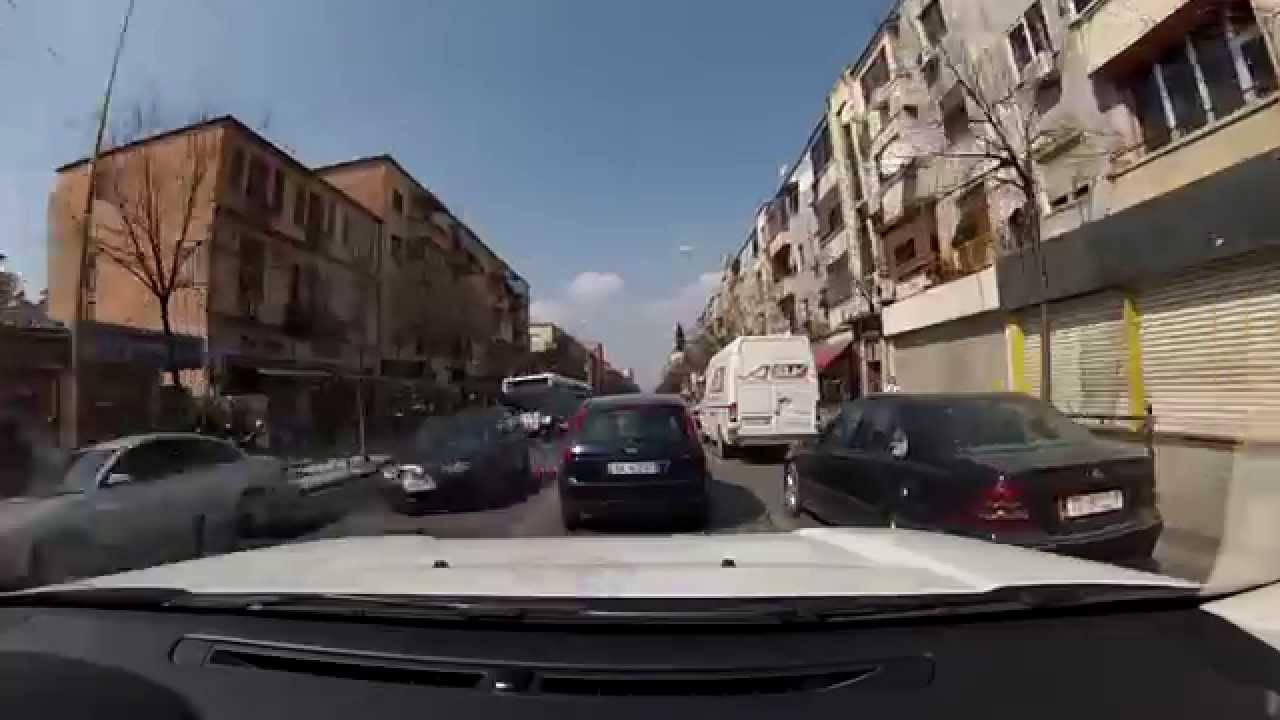 Driving through Tirana