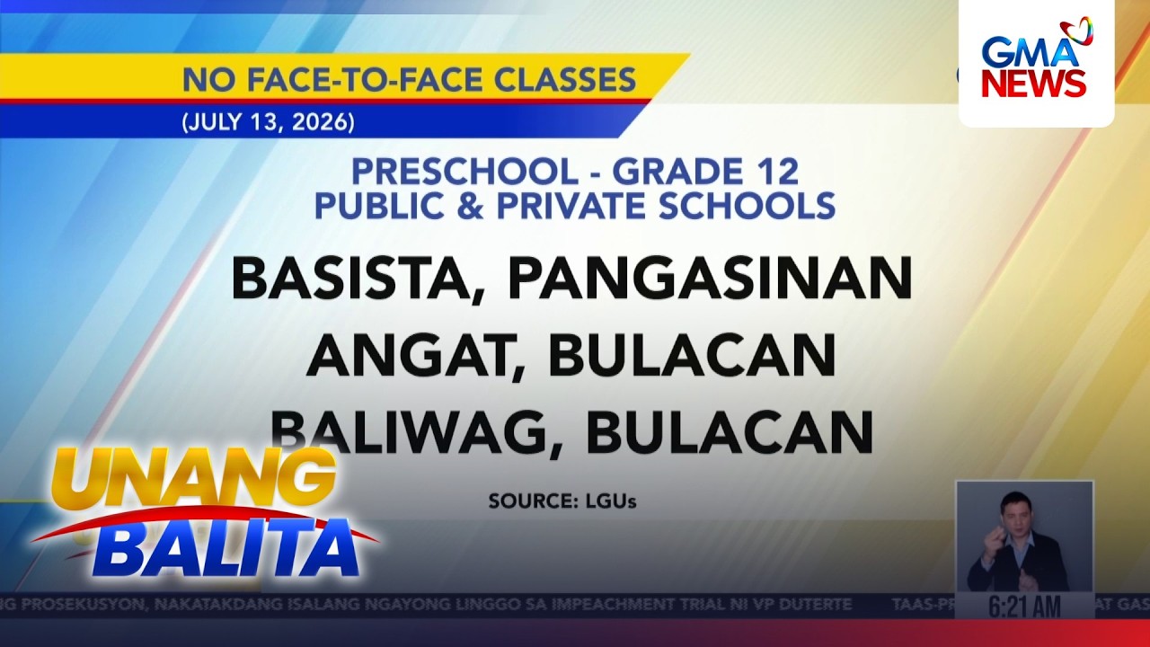 Walang pasok (July 13, 2026) | Unang Balita
