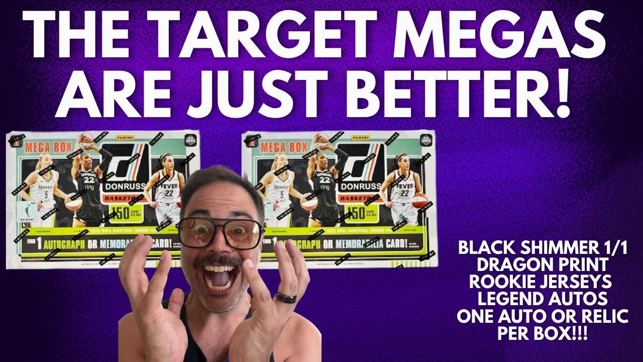 Мега-боксы Donruss Target с символикой WNBA 2025 года, черные блестящие вещи и вещи с драконьим п...