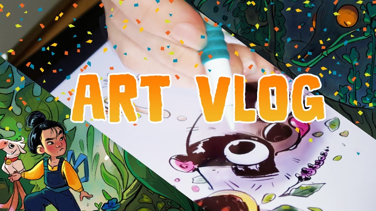 ART VLOG • Badger Banner, Blackbird and QnA (vlog / speed paint)
