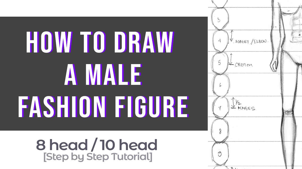 HOW TO DRAW A MALE FASHION FIGURE FOR BEGINNERS : TUTORIAL FOR 8 HEAD OR A 10 HEAD CROQUIS