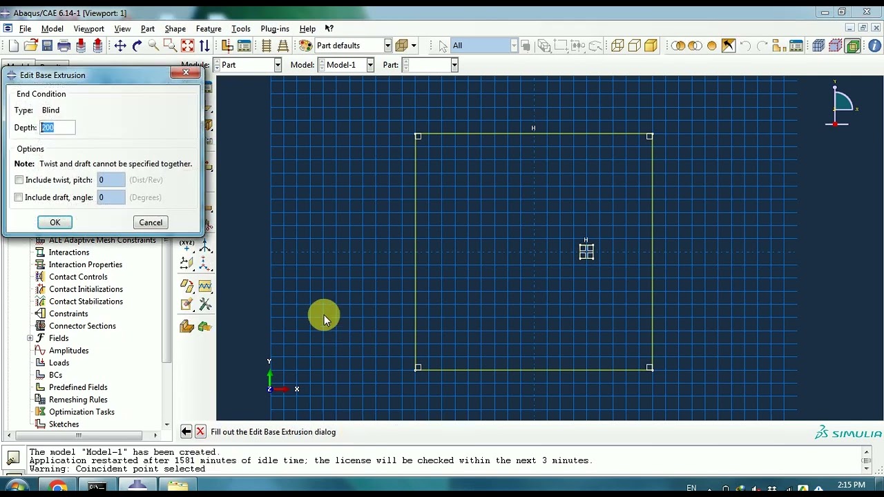 Create Hole in Slab or Plate in Abaqus