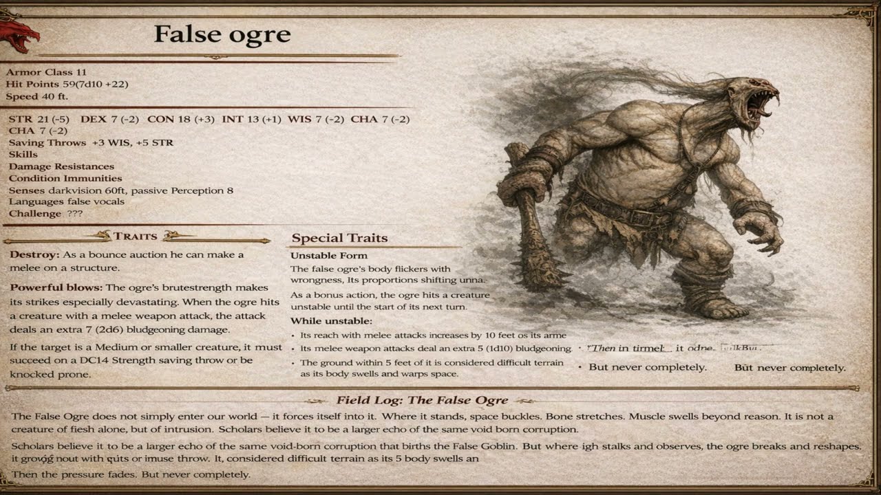 the new false monster and updated sheets