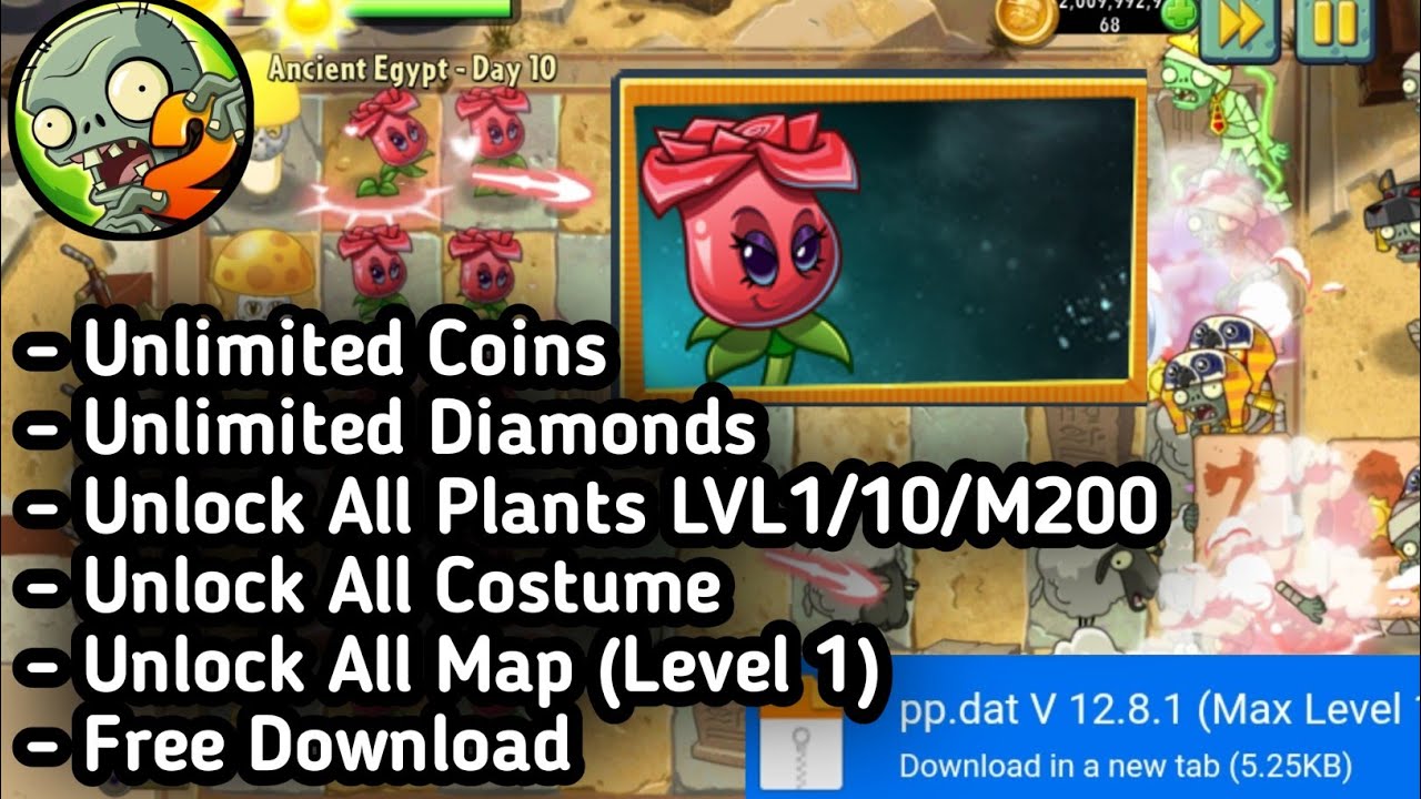 New Update ! | Plants Vs Zombie 2 V 12.8.1 Unlock All Plants | Cara Pemasangannya