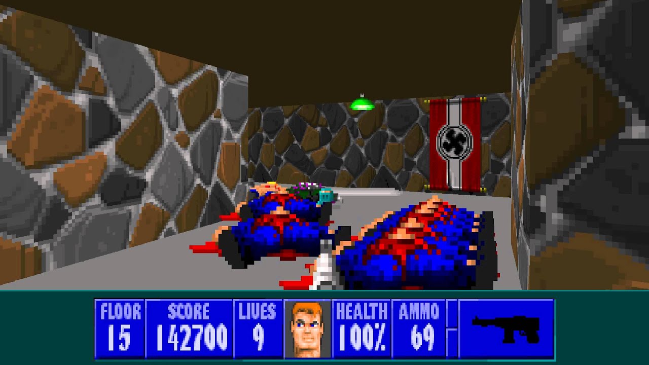 Wolfenstein 3D Spear of Destiny ECWolf - Level 15 - All Secrets - 1080p 60fps