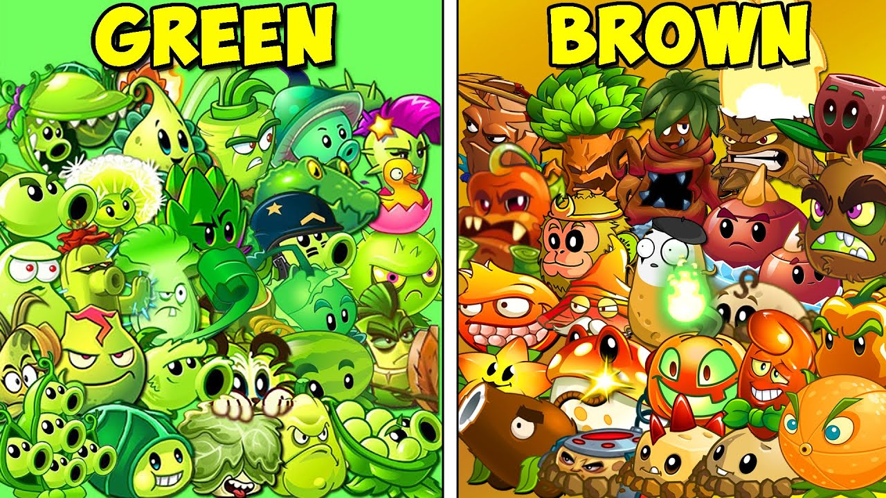Team GREEN vs BROWN-ORANGE Plants - Who Will Win? - PvZ 2 Team Plant vs Team Plant