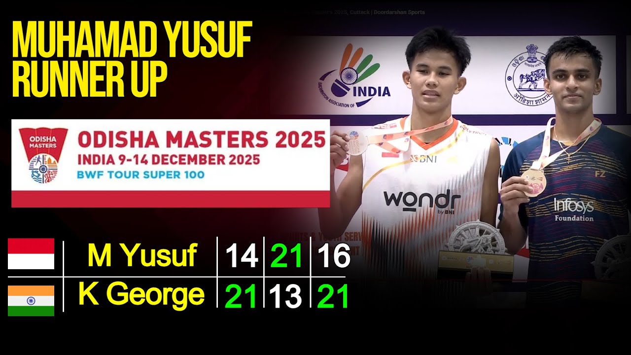 M Yusuf vs K George (India) Final Odisha Masters 2025 | Live Badminton Reaction + Scores