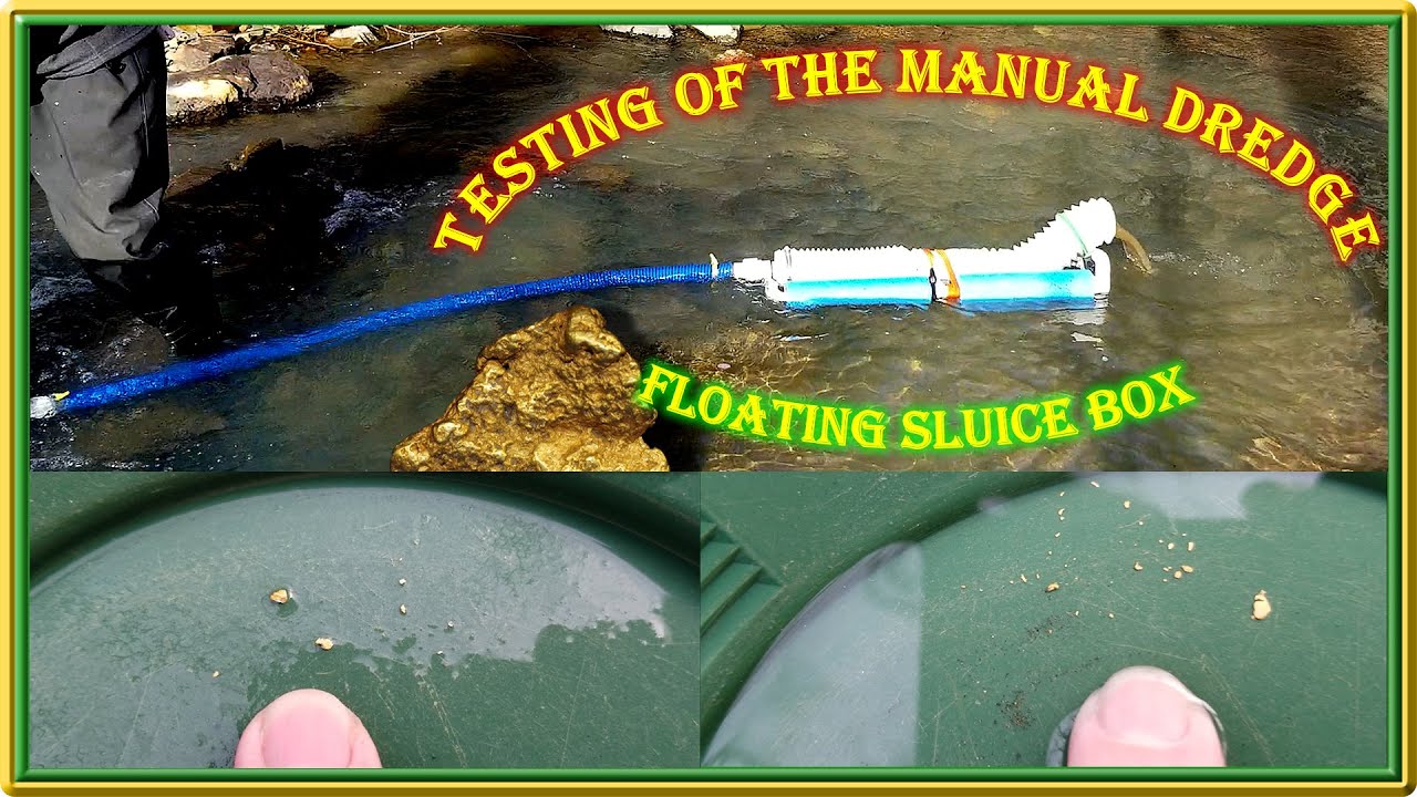 Testing Manual Hand Suction Dredge Floating Gravity Trap Gold Sluice Box