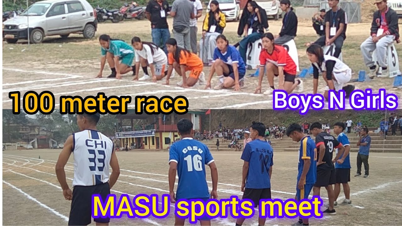 100 meter race both boys N Girls Masu sports meet at local ground mon Town 