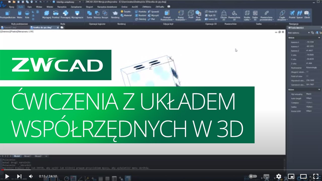 Ćwiczenia z układem współrzędnych w 3D