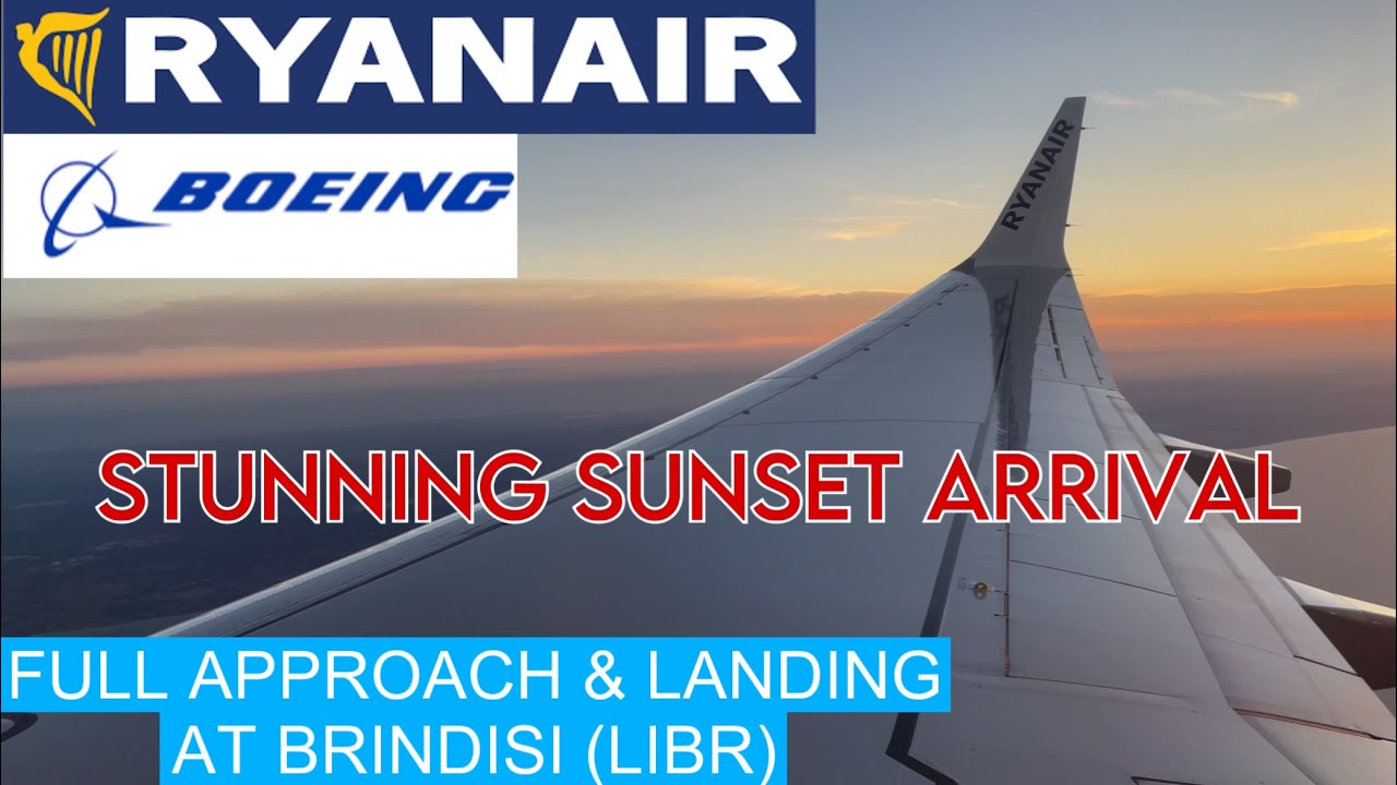 STUNNING SUNSET APPROACH | Ryanair 737-8200 EI-HMV | Full Arrival Into Brindisi | 31/07/2023
