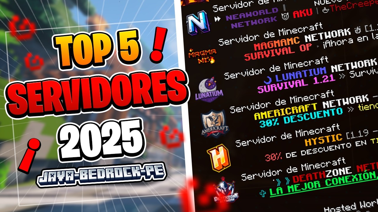 ⚓TOP 5 Mejores Servidores de Minecraft en 2025 &ndash; JAVA & BEDROCK