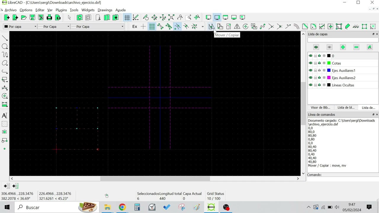 TUTORIAL 5.- LibreCAD | Mover objetos