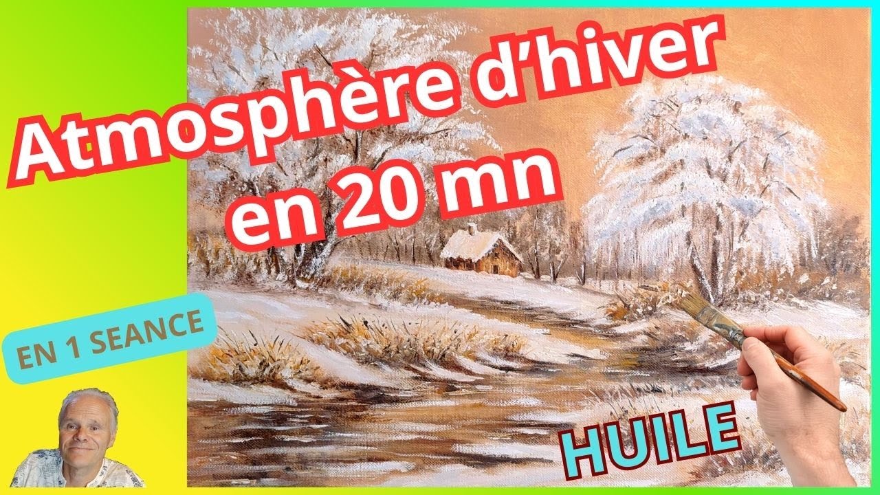 [HUILE] 🎨 Paysage HIVER et la NEIGE - Atmosphère sépia _ Étapes clés