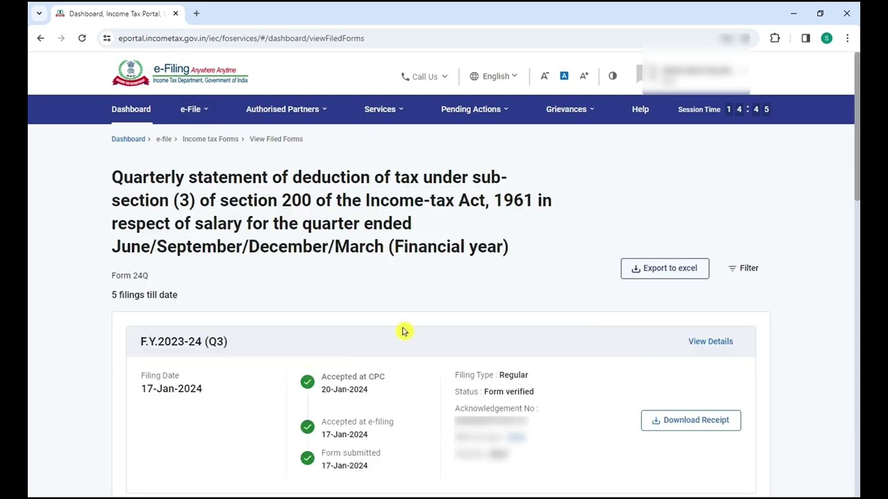 #TDS Returns : Download Acknowledgement Receipt of TDS Return filed