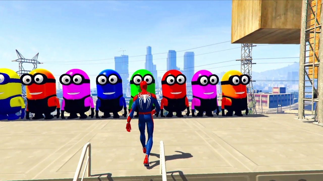 GTA 5 Epic Ragdolls | RED SPIDERMAN VS RED MINION VS GREEN MINION (Euphoria Physics/Funny Fails) # 2
