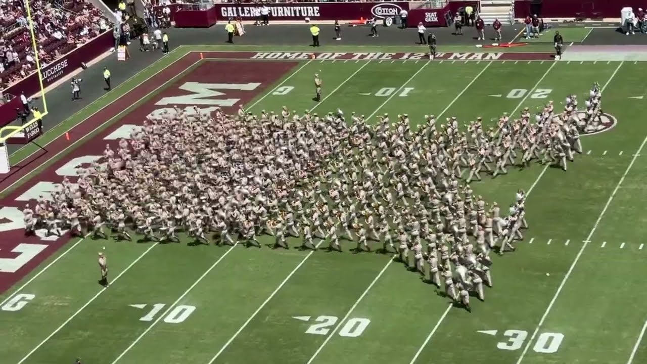 NATIONALLY FAMOUS FIGHTIN' TEXAS AGGIE MARCHING BAND ASTONISHING HALFIME DRILL 2024 McNeese St Game