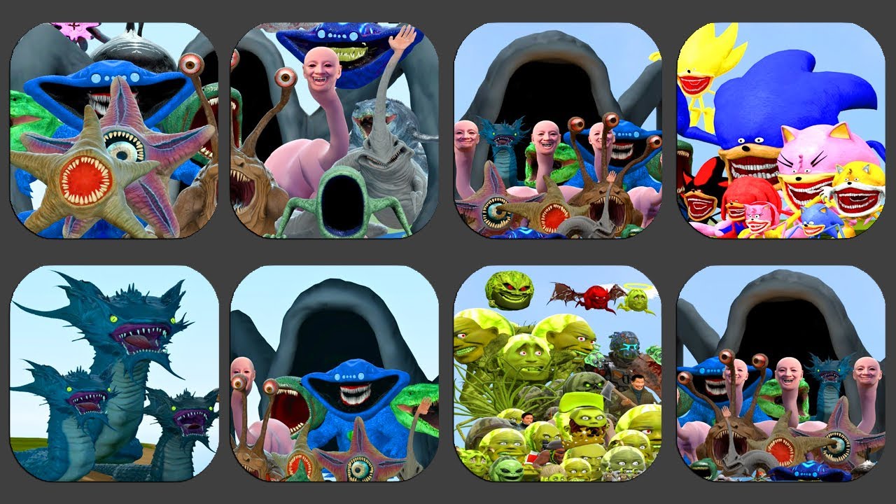 New Update All Lin Gang Melon Family Vs All Sea Monster Creatures In Sandbox In Space !!!