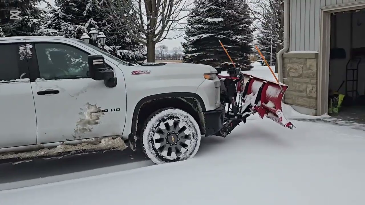 Chevy truck plowing snow jan 5 2026