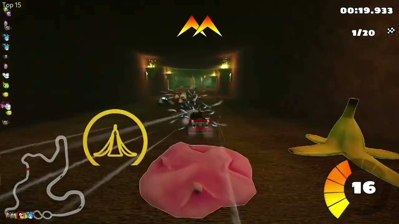 SuperTuxKart - Wildlife Jungle Ruins, 20 laps, expert, reverse