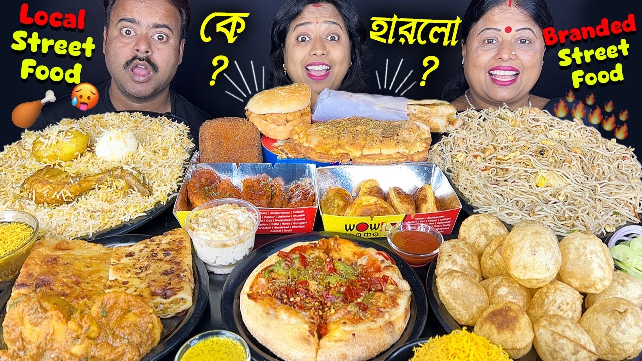 LOCAL vs BRANDED Food Challenging Video with Punishment Mio amore vs Dominos Pizza, Wow Momo🤮Mukbang