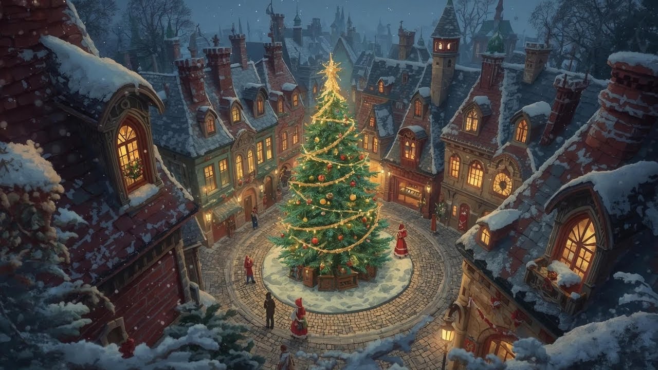 Christmas Town Magic #samsungframetv #samsungtvart #digitalwallart #christmasdecor #frametvart