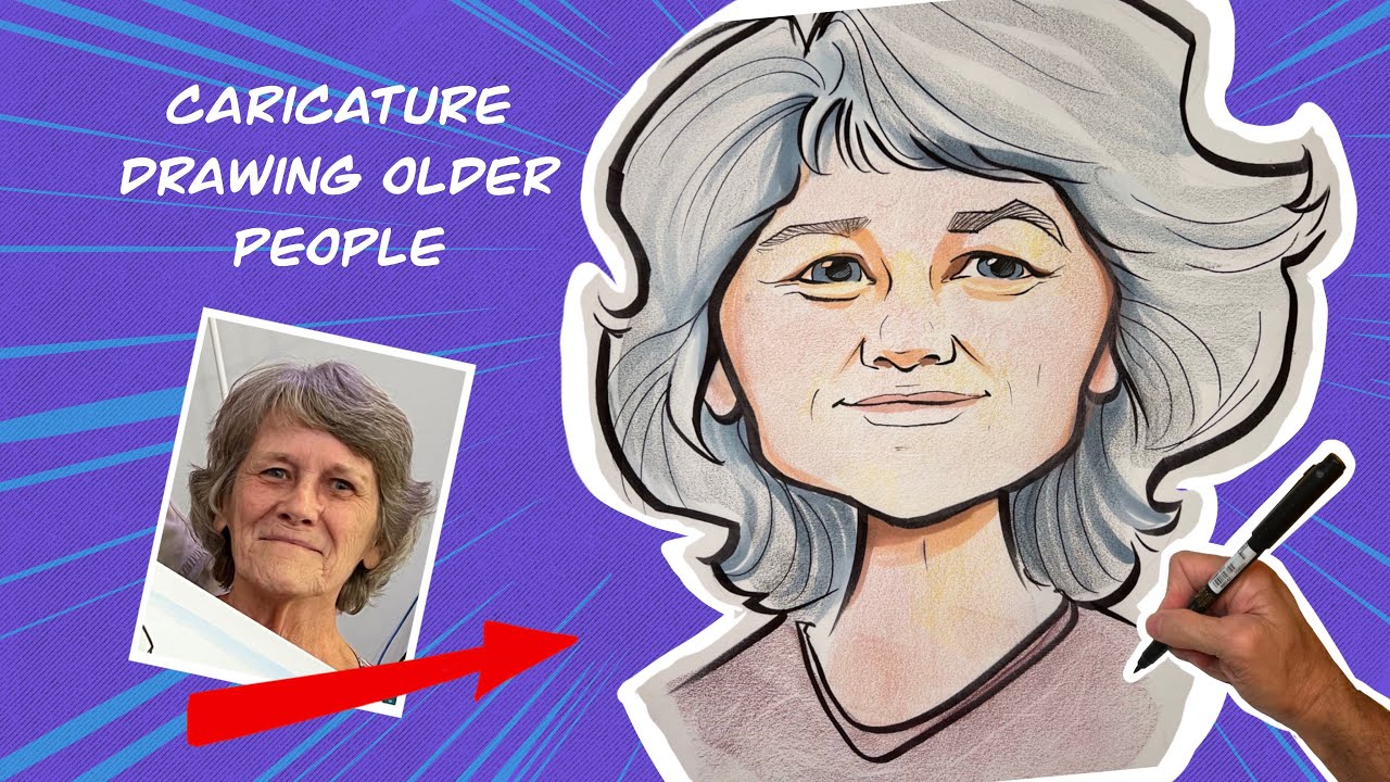 Live Caricature Drawing Tutorial: Drawing Older People