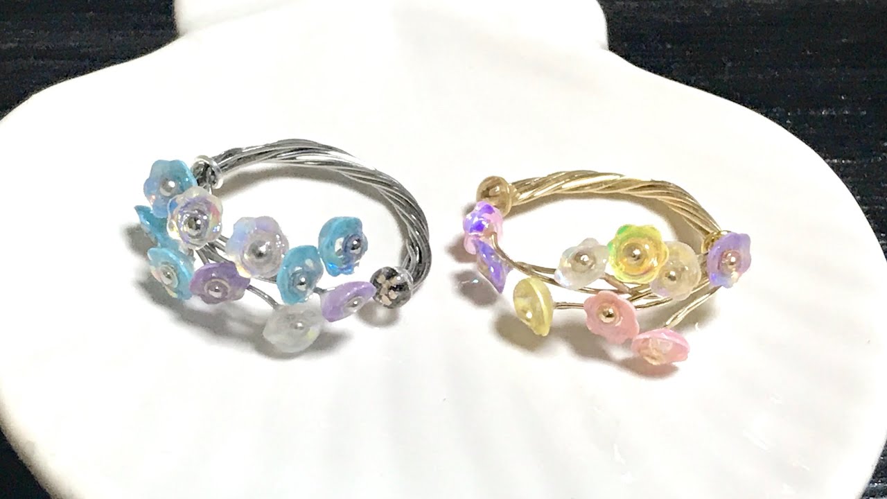【UVレジン　100均】小花の指輪作ってみました♡ UV resin Small flower rings♡