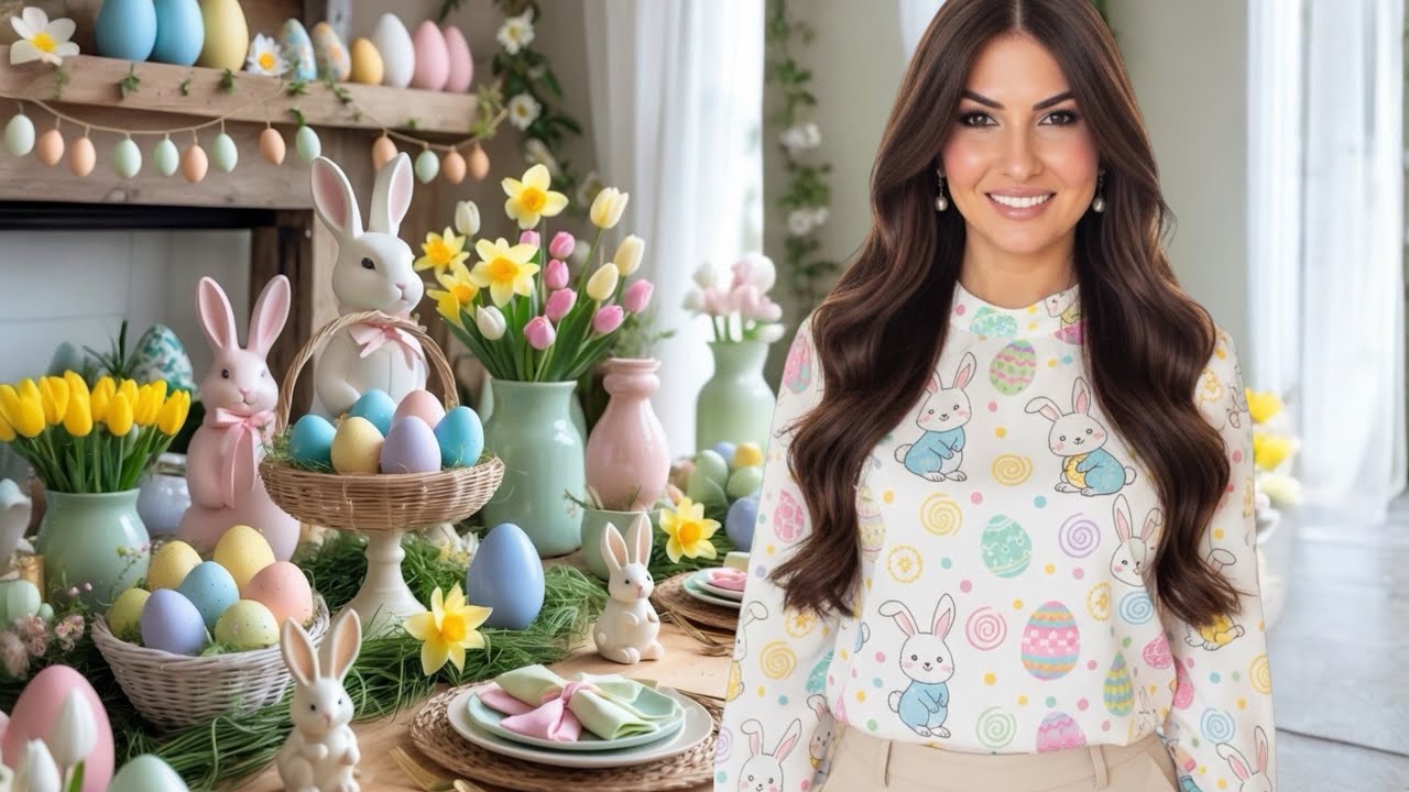 تجهيزات عيد القيامة وزينة عيد الفصح مع جلسة تصوير ممتعة مع الأرنب 🐰