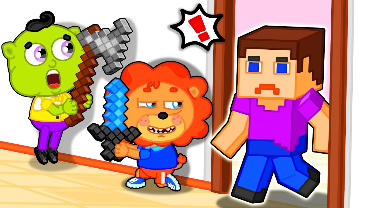 Lion Family | Play Minecraft in real life! | Cartoon for Kids
