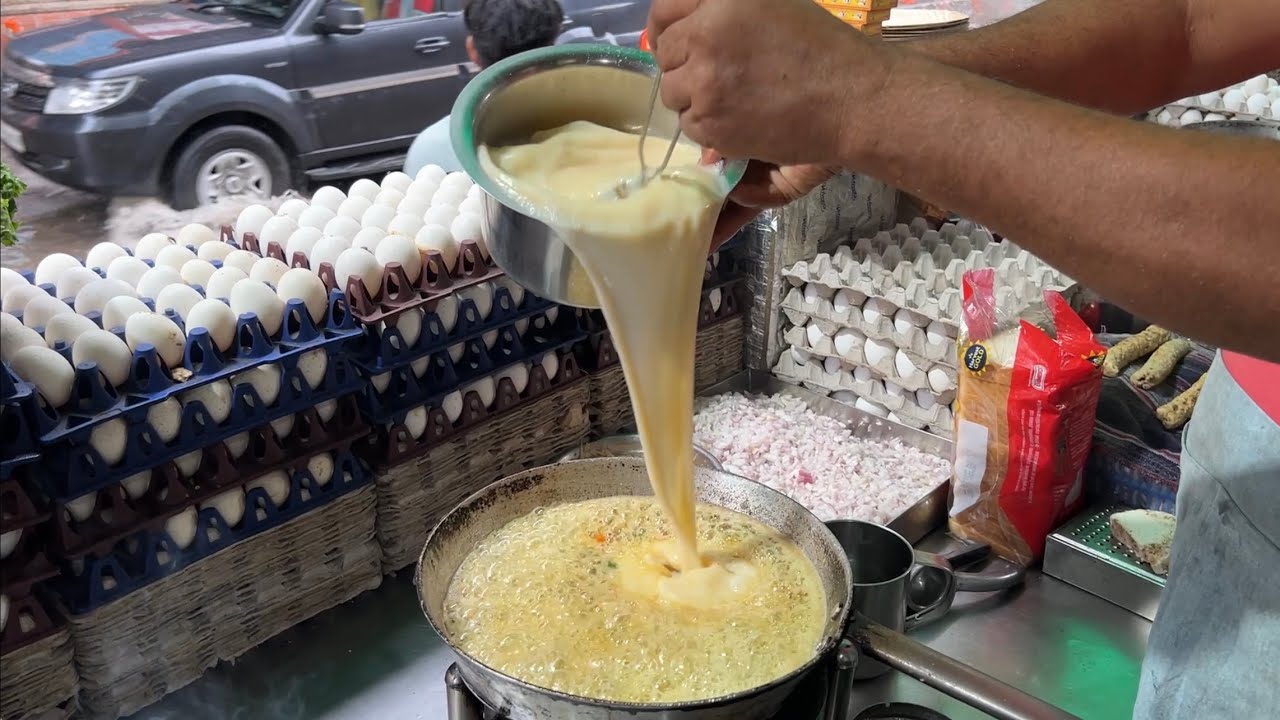 40 Eggs Biggest Omelette Making | Most Loaded Buttery Omelette | Indian Street Food