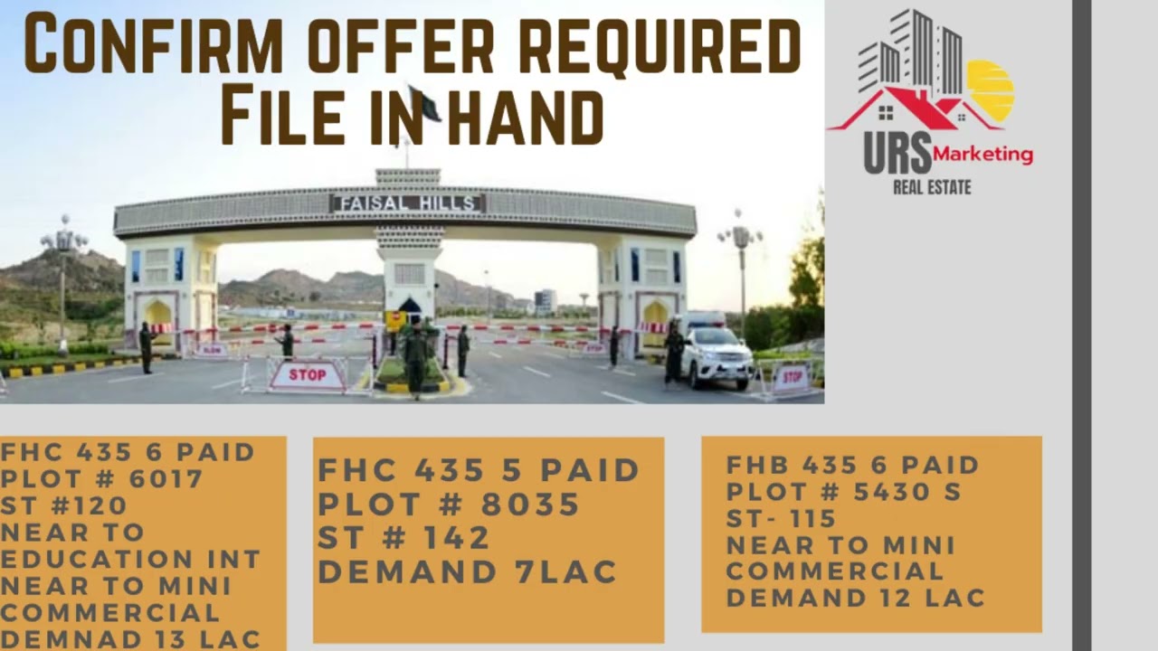 Plots for sale in Faisal Hills near Taxila/Wah Cantt || Real estate||urs marketing