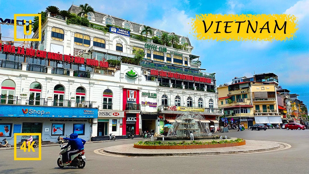 Hoan Kiem District. Hanoi morning city walk in the Old Quarter. Binaural Audio. [4K walking tour]