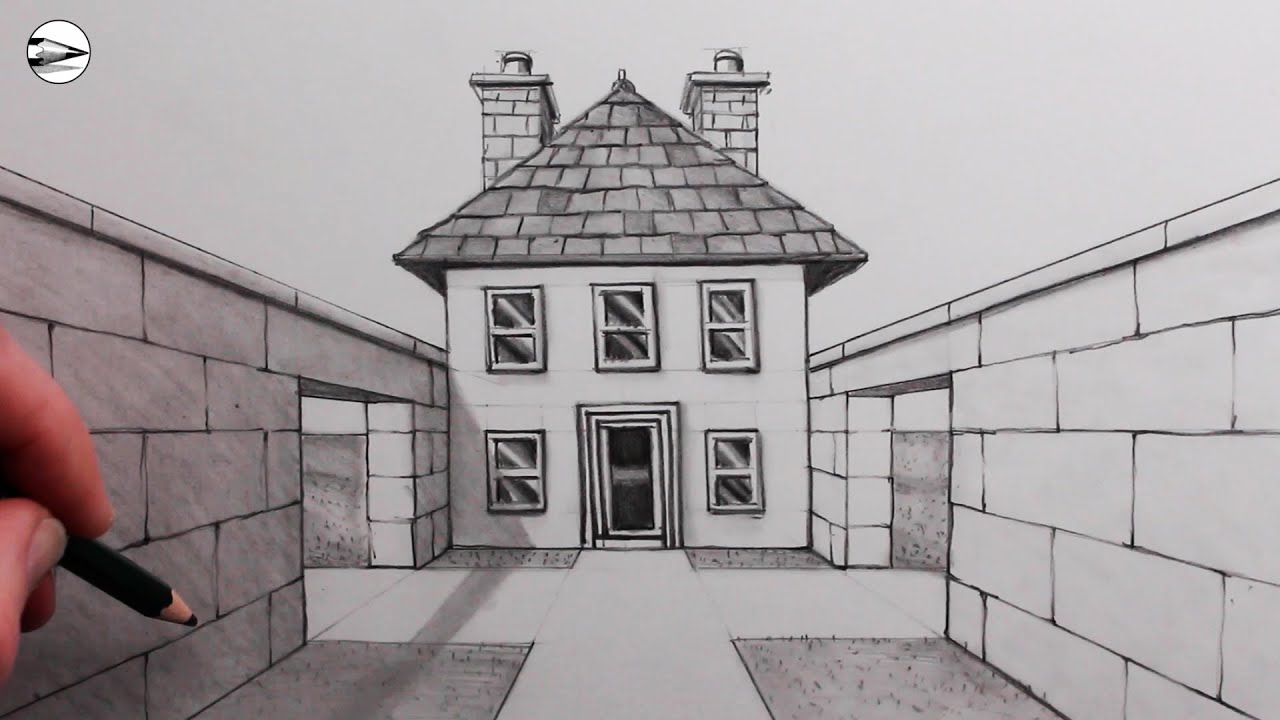 How to Draw a House using One-Point Perspective for Beginners
