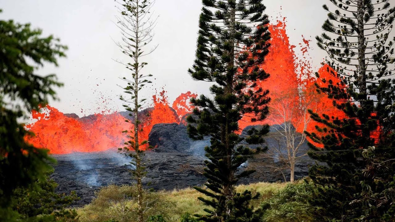 Lava from Kilauea volcano explodes in Hawaii