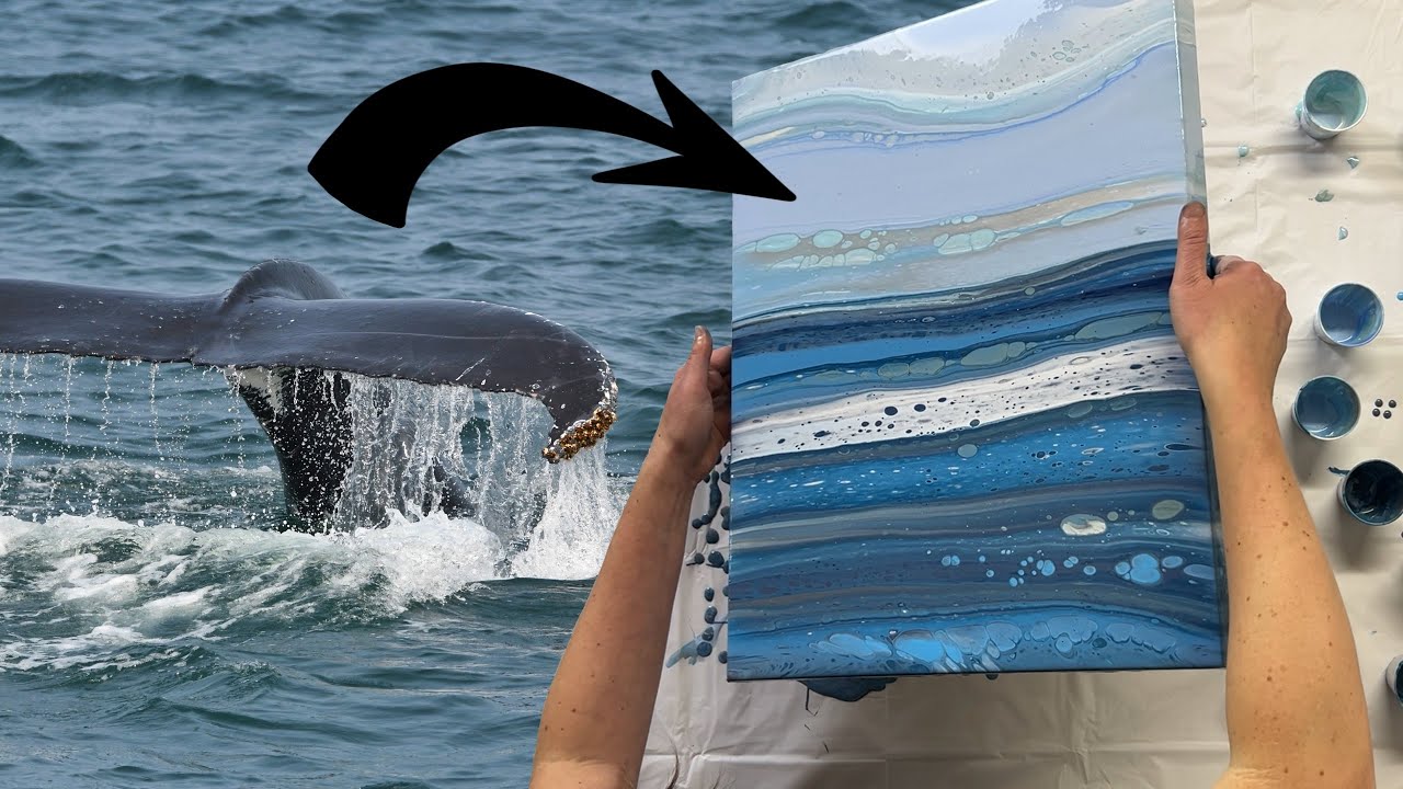 Painting A Whimsical Whale Watch Scene! 🐋 Flip Cup Landscape With Embellishment
