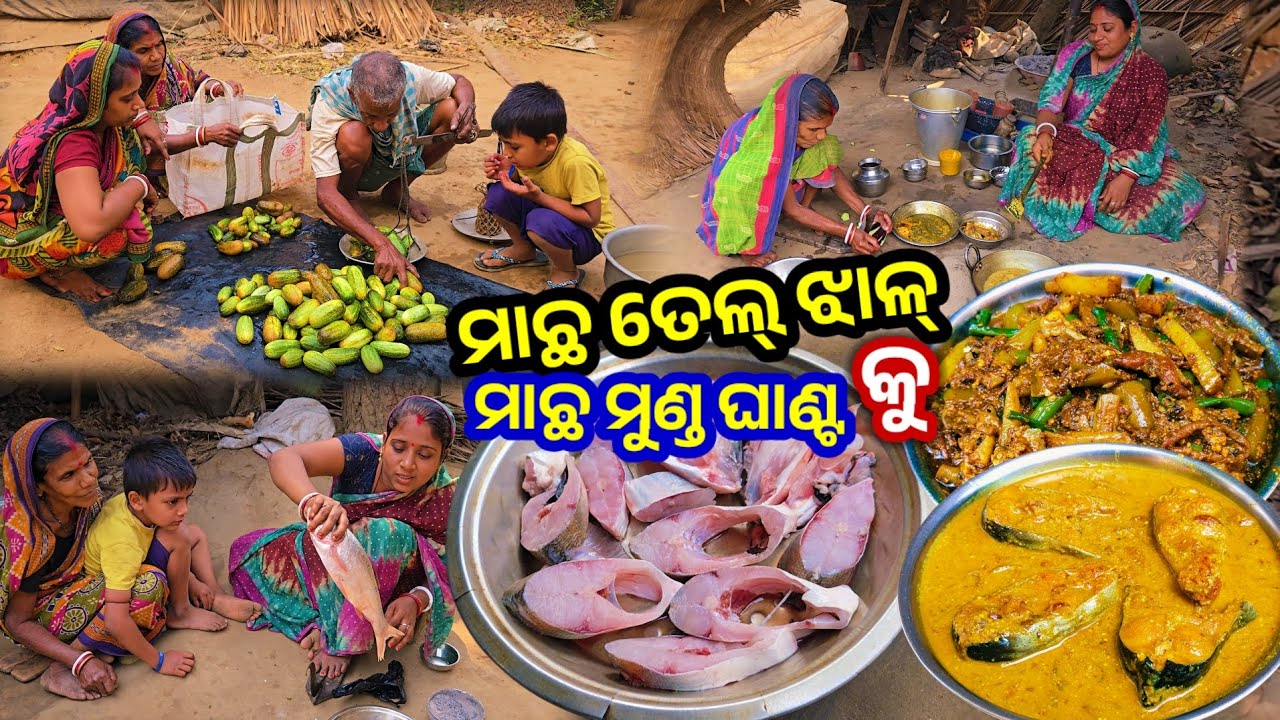 କଞ୍ଚାମାଛ ତେଲ୍ ଝାଳ୍ କୁ ମାଛ ମୁଣ୍ଡ ଘାଣ୍ଟ || Odia Family Vlog || Tapan Sanju Family Vlog