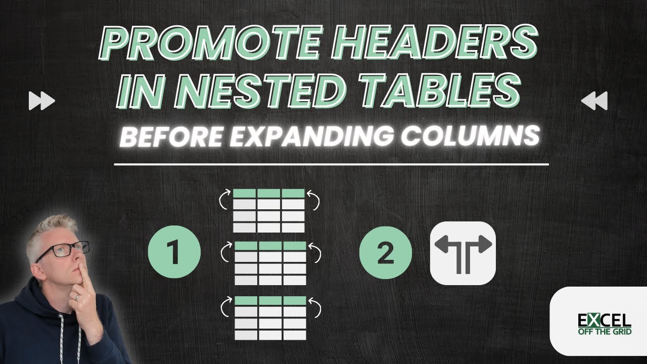 Promote headers in nested tables before expanding columns | Power Query | Excel Off The Grid