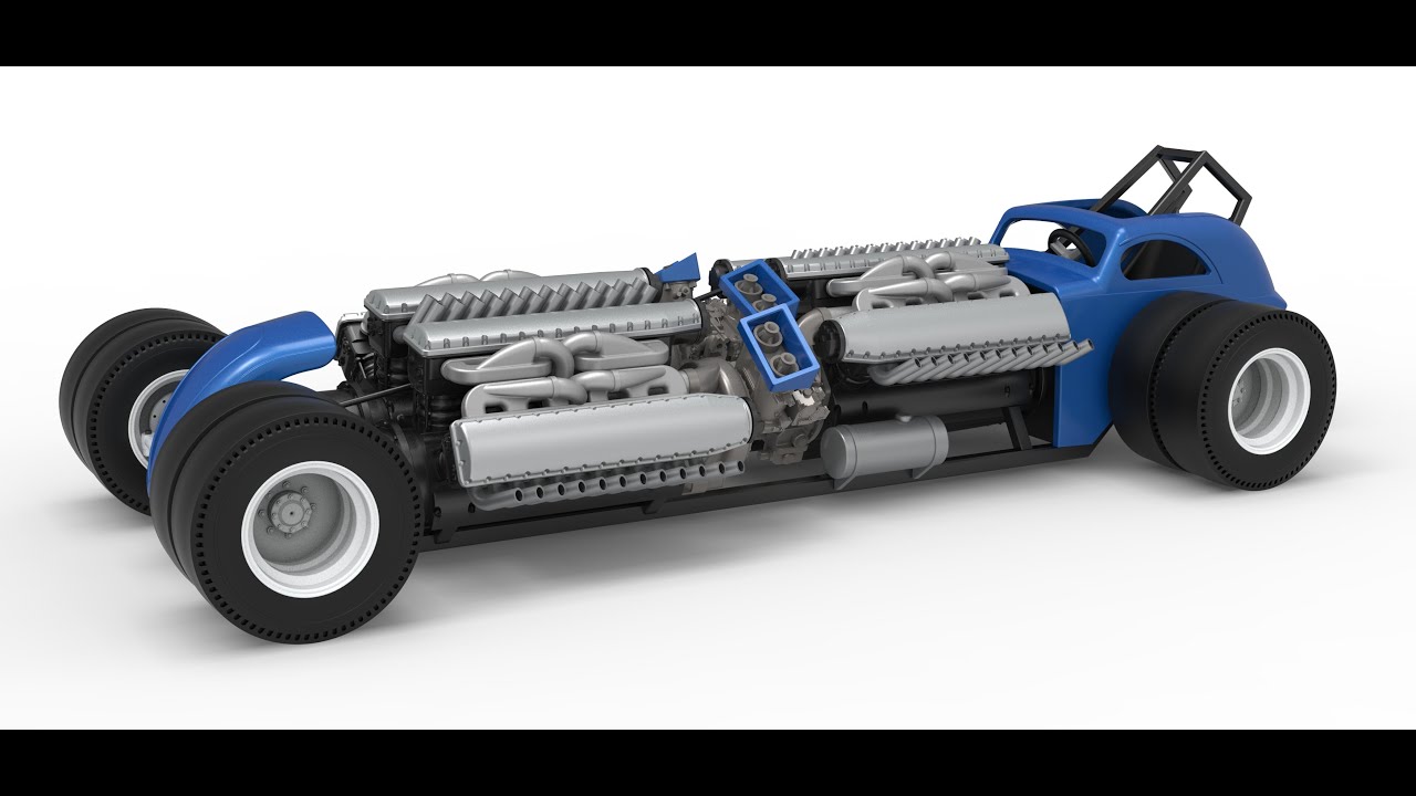 3D printable Vintage AWD Dragster Scale 