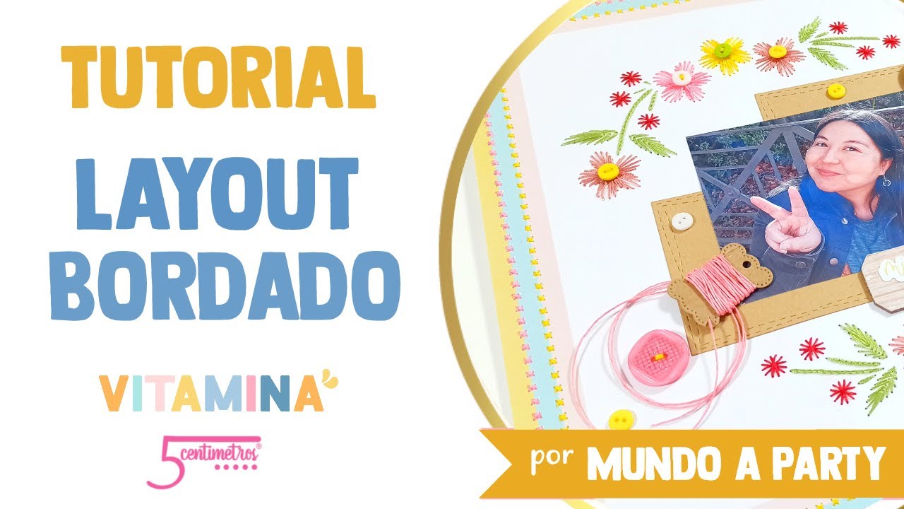 LAYOUT Scrapbooking Español 🌸 BORDADO en PAPEL | PASO a PASO