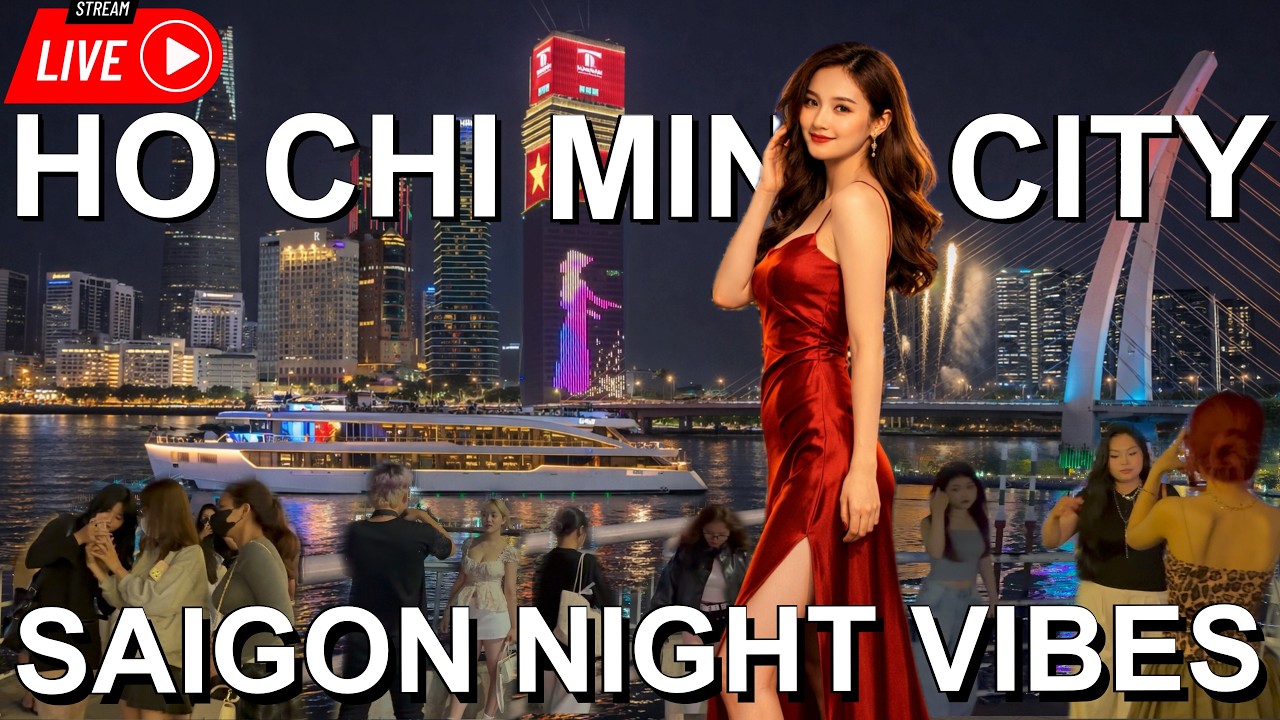Saigon Night LIVE 🇻🇳 Riverside Walk & City Lights (4K)
