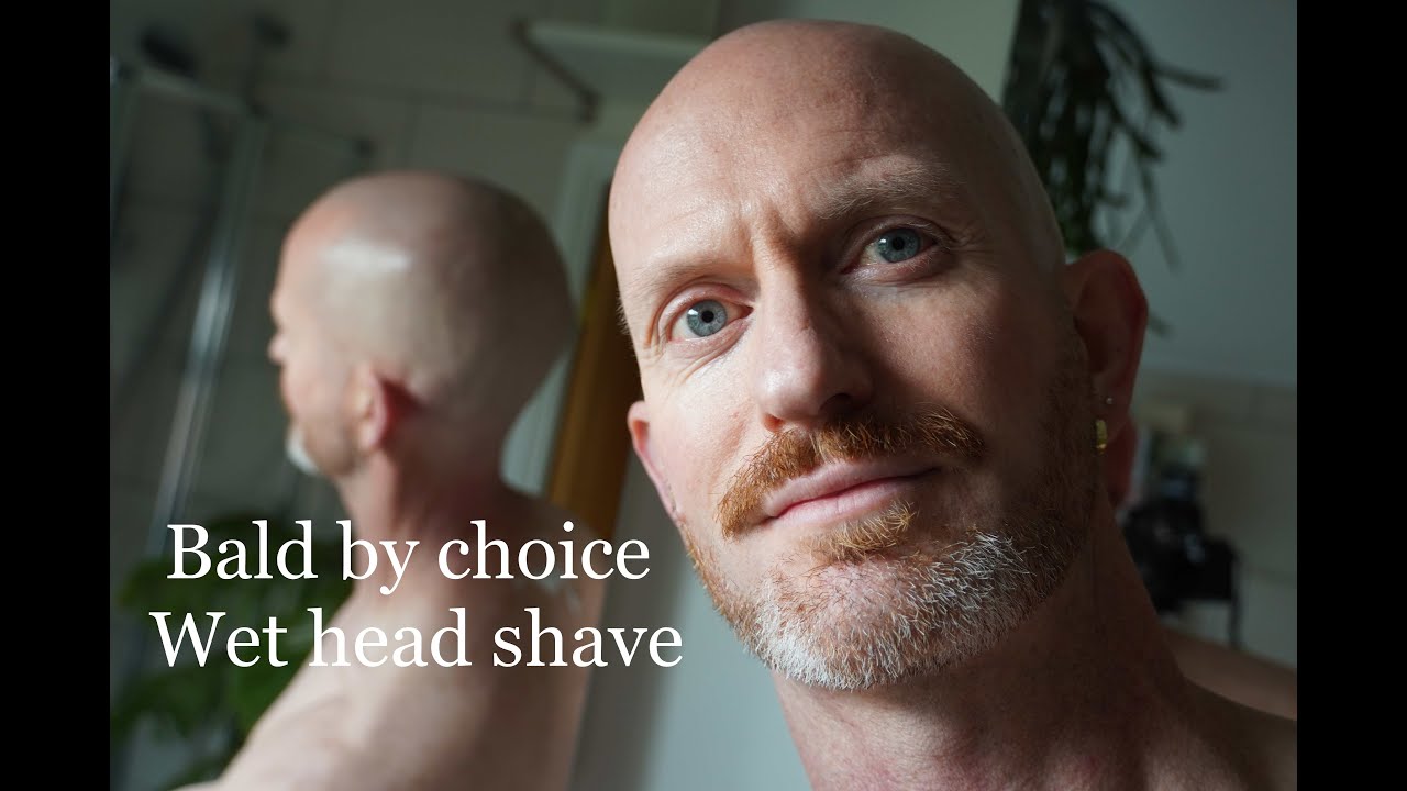 Bald by choice - wet headshave - close up
