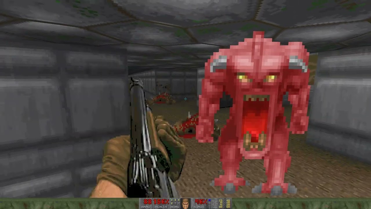 Doom - Knee Deep in the Dead - E1M4: Command Control - 100% Secrets and Enemy, GUS Midi Sound