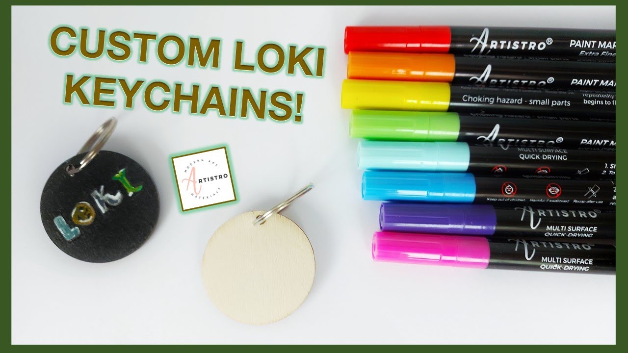 Customising LOKI Wooden Keychains with ARTISTRO Extra Fine Paint Pens